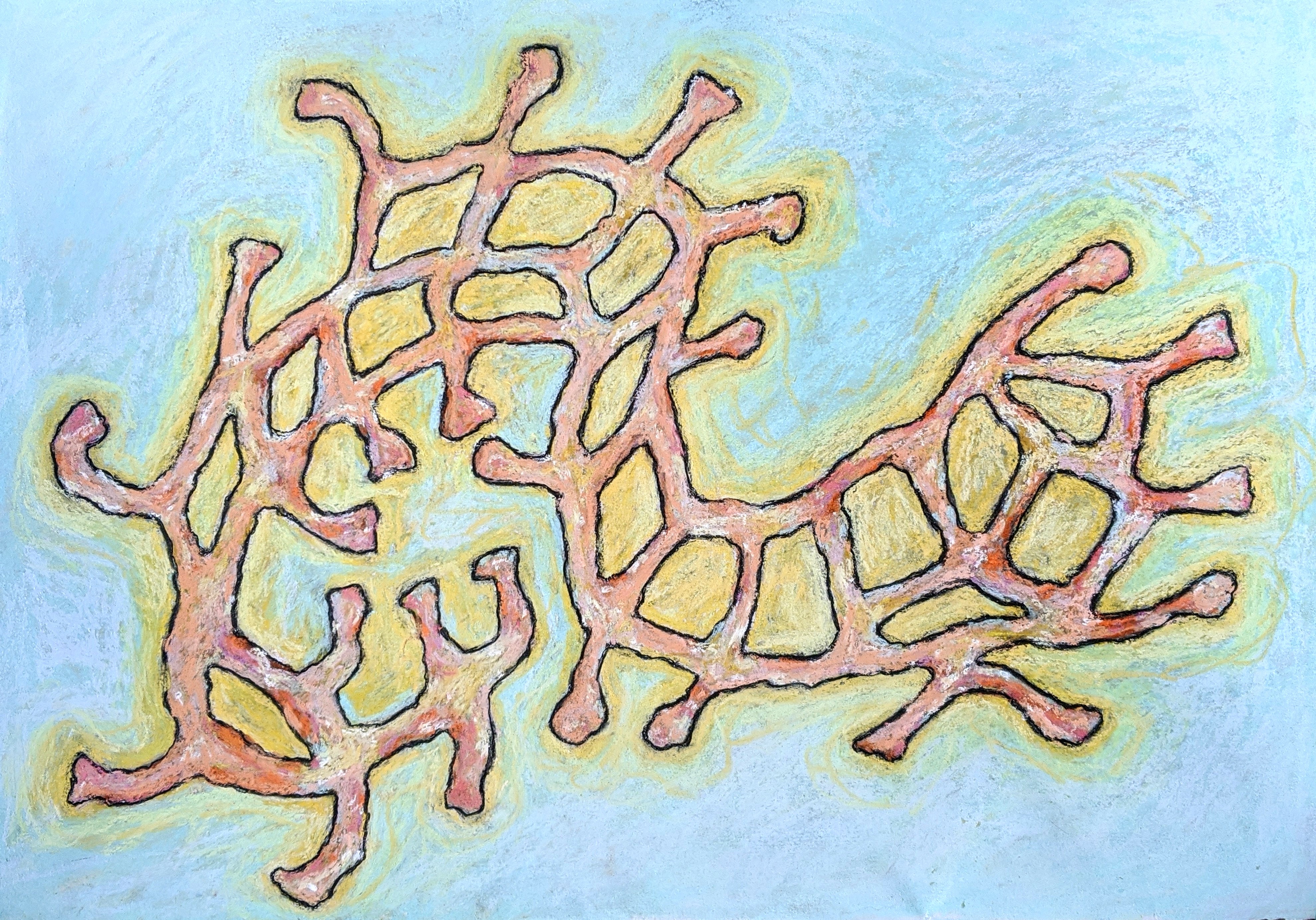 Meandering Net (2020, pastel chalk on paper, A3)